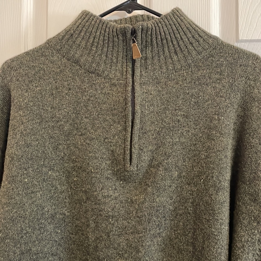 Lee Valley Ireland. lambswool mossy green quarter zip sweater. XL. - Picture 7 of 10